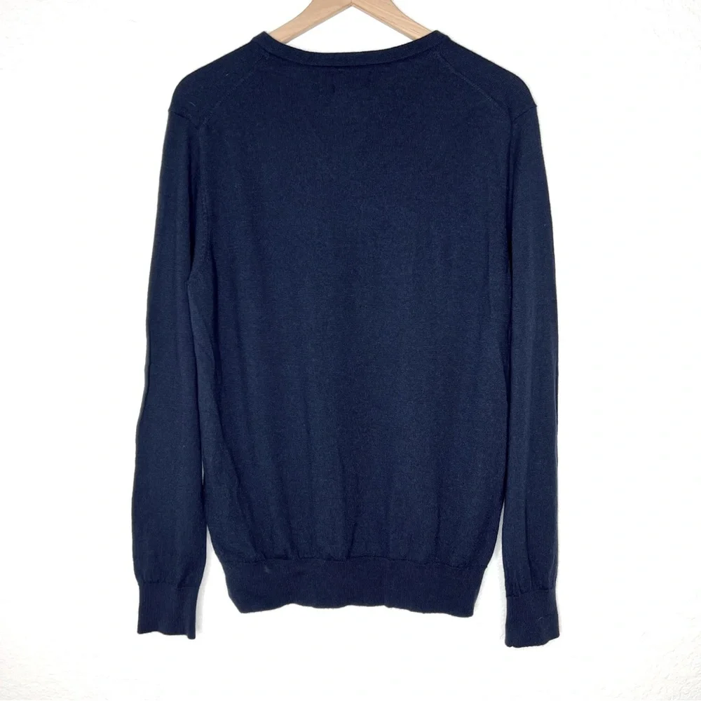 Le 31 Par Simons Men’s V-Neck Sweater Navy Vision Merino Wool size Large - Picture 4 of 6